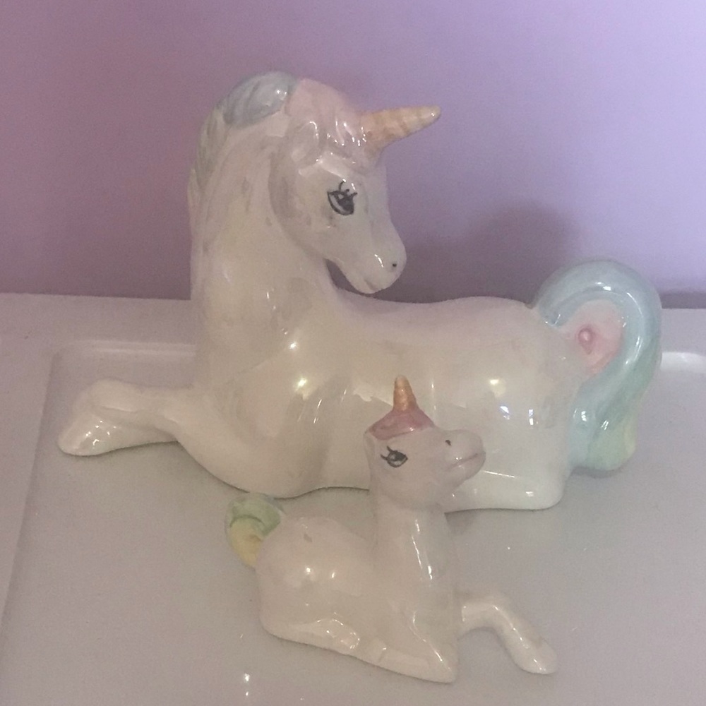 Vintage Unicorn Mom and Baby